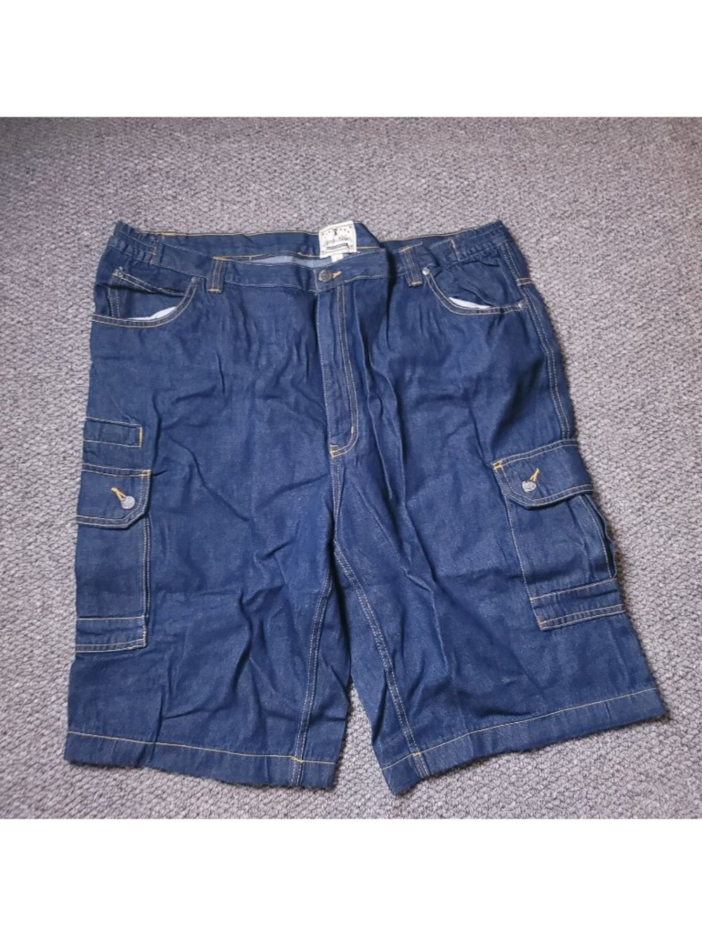 Liberty Blues Cargo Jean Shorts Mens 44 Big Tall Blue Denim Elastic y2K Jorts
